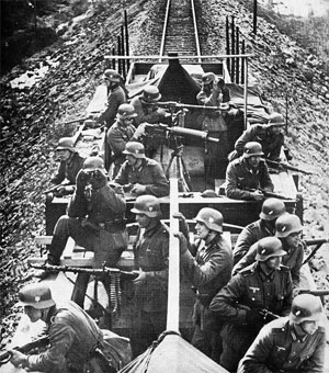German troops guarding a train