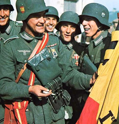 Spanish troops with unit standard