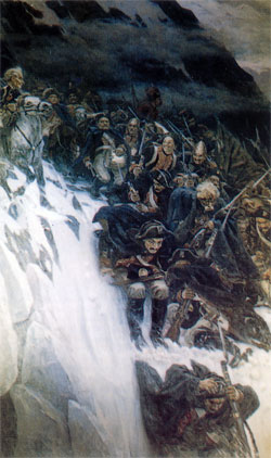 Suvorov’s Russians cross the Swiss Alps