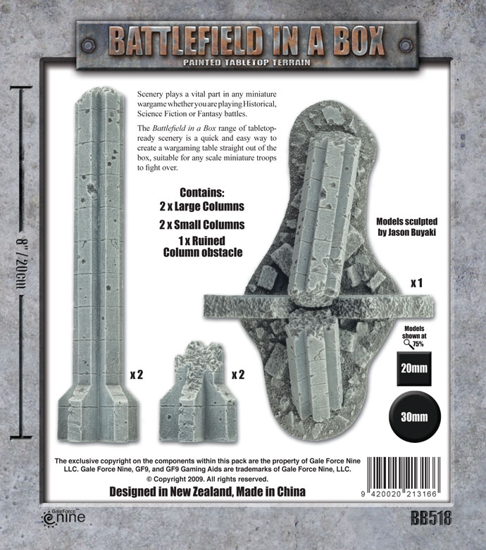 Battlefield in a Box – Gothic Ruined Columns (BB518)  Box Back