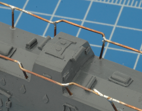 A close up of the the soldered joints