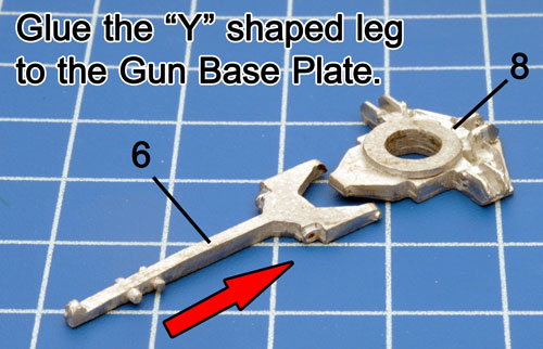 Attach the "Y" shaped leg to the base plate