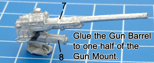 Glue the Gun Barrel to one half of the Gun Mount