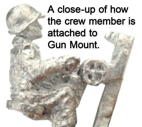 A close up of how the Seat Crew Member attaches to the Gun Mount