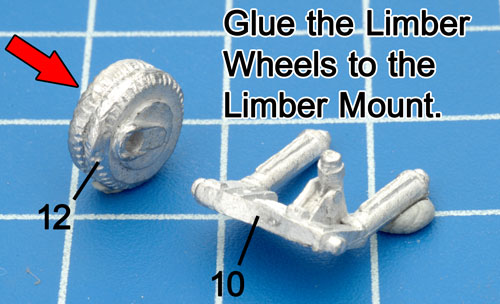 Glue the Gun Limber Wheels to the Gun Limber Mount