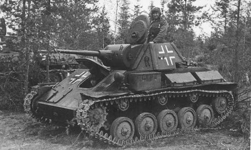 T-70 using a German Cross on the side (Rear section) of the turret & on the front panel of the tank.