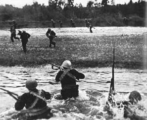 Naval infantry crossing a river