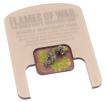 The Flames Of War base and base magnet lined up correctly