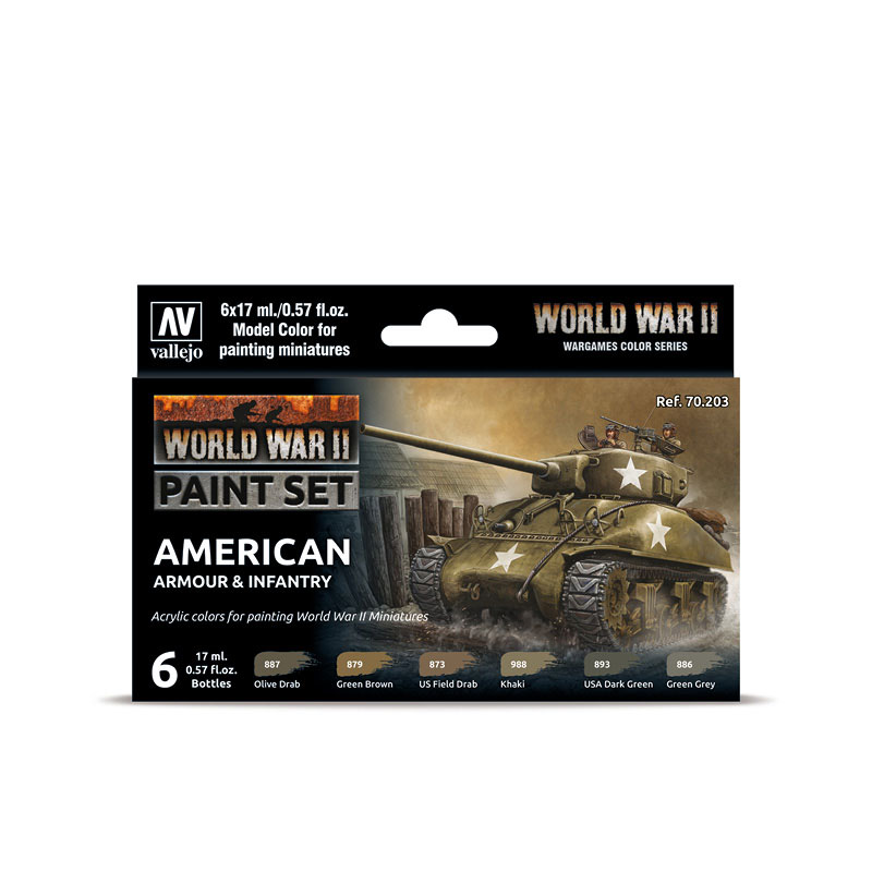WWII American Armour and Infantry Paint Set (70203)
