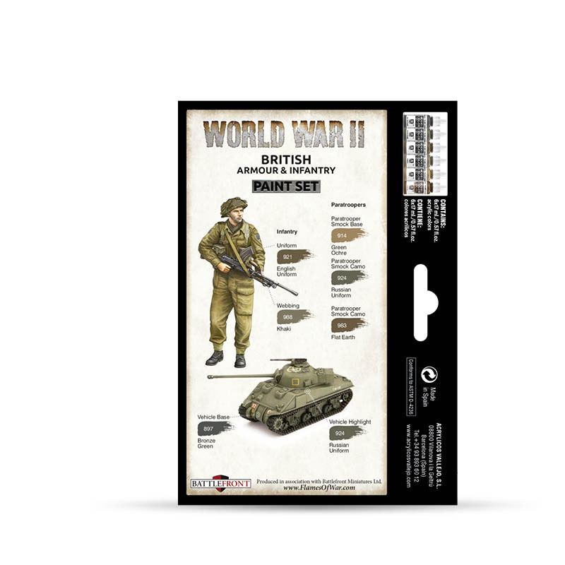 WWII British Armour and Infantry Paint Set (70204)