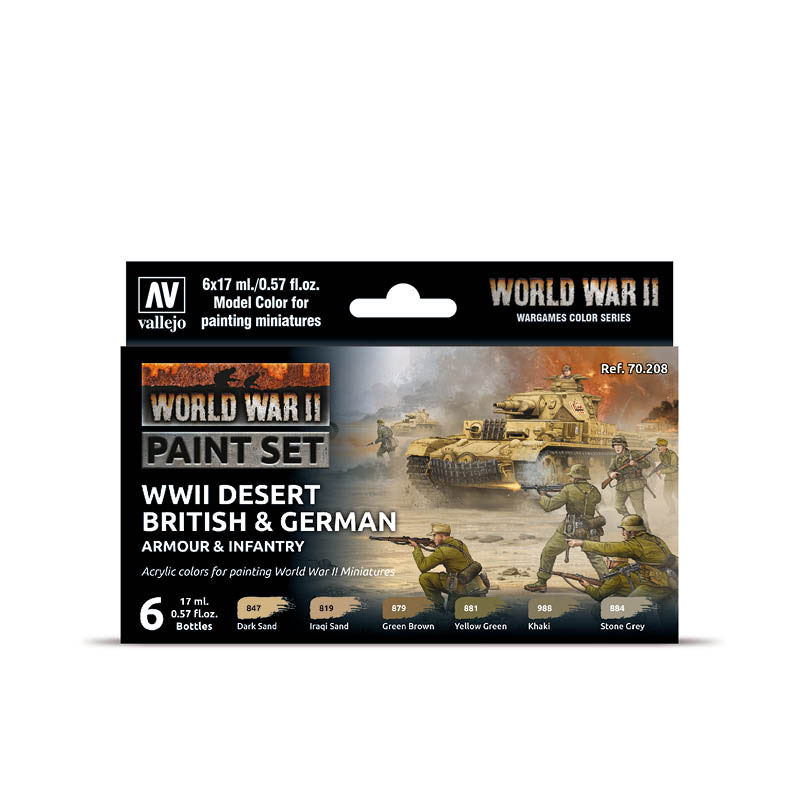 WWII Desert British and German Armour and Infantry Paint Set (70208)
