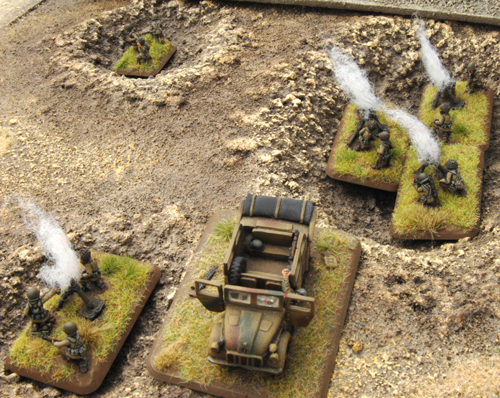 The mortars; having not had much success with high explosive rounds, try once more with the smoke rounds