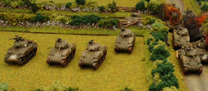 The 3rd Tank Platoon advances on the other flank