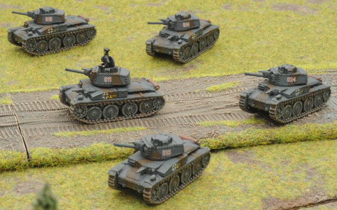 The German Panzers advance across the river