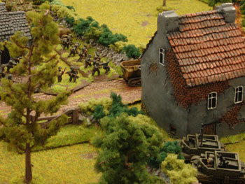 Panzergrenadiers take cover behind the bocage