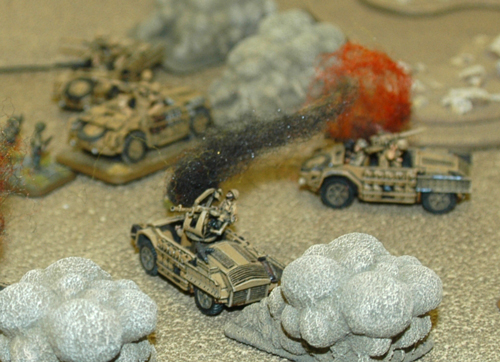 Mark's burning wreaks litter the desert