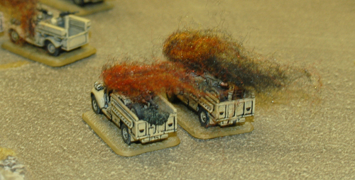 Burning trucks