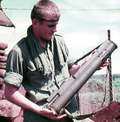 A G.I. shows off a M72 LAW