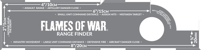 Flames of War FoW-AT003M Green Double-Width Artillery Template Metric 