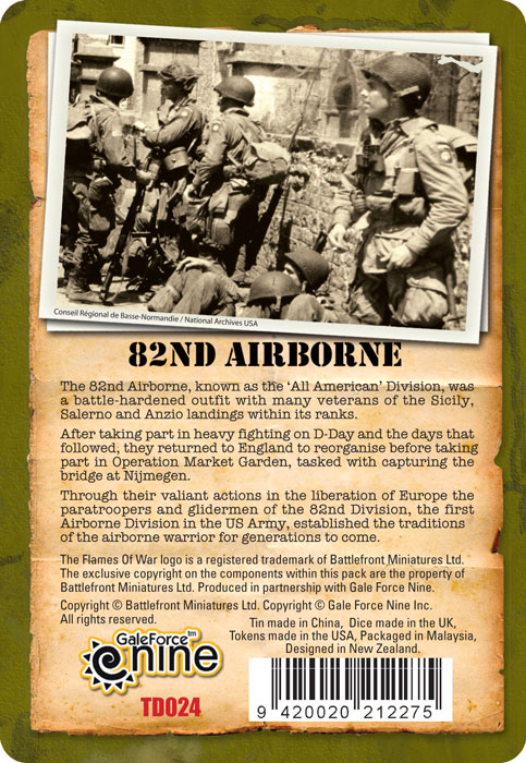 82nd Airborne Gaming Set Tin Back