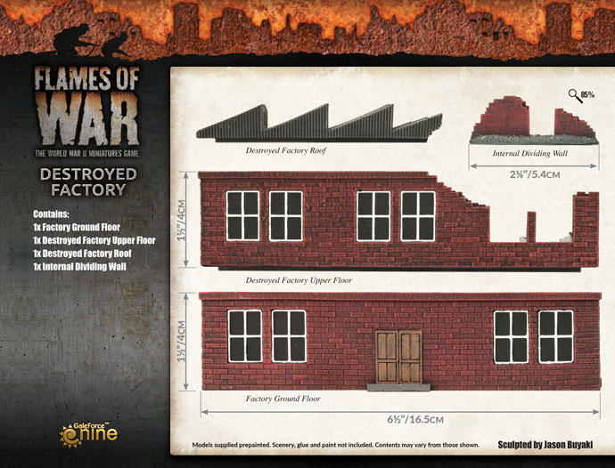 BB235 New Sealed Product 1x  Destroyed Brick Factory Flames of War 
